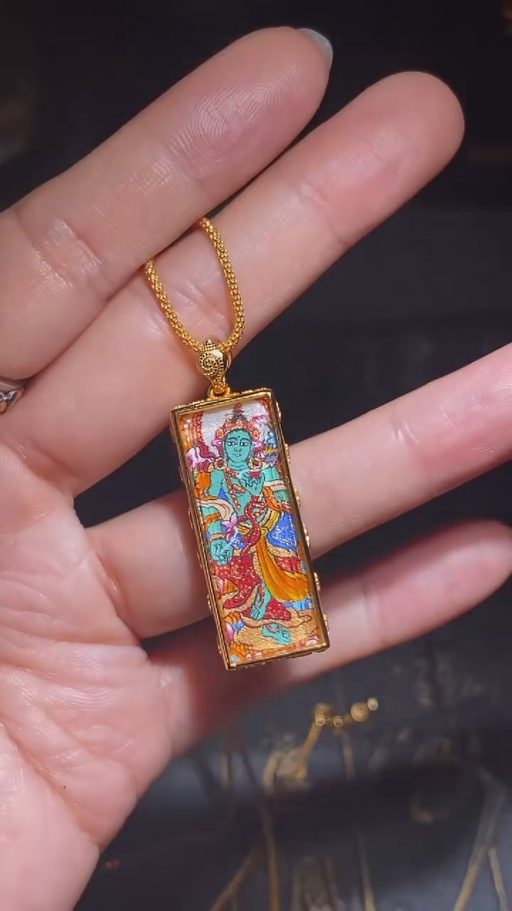 无吊坠925银绿度母吊坠