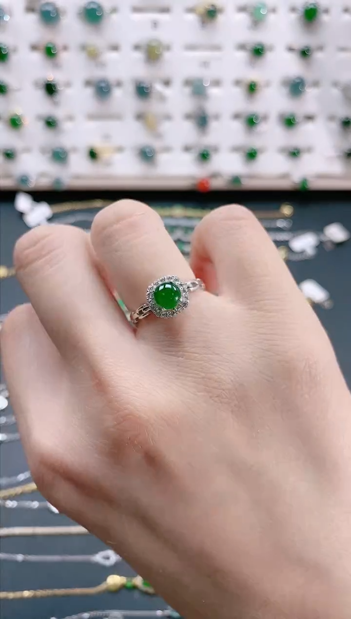 【闪购商品】翡翠戒指银S925镶嵌天然翡翠