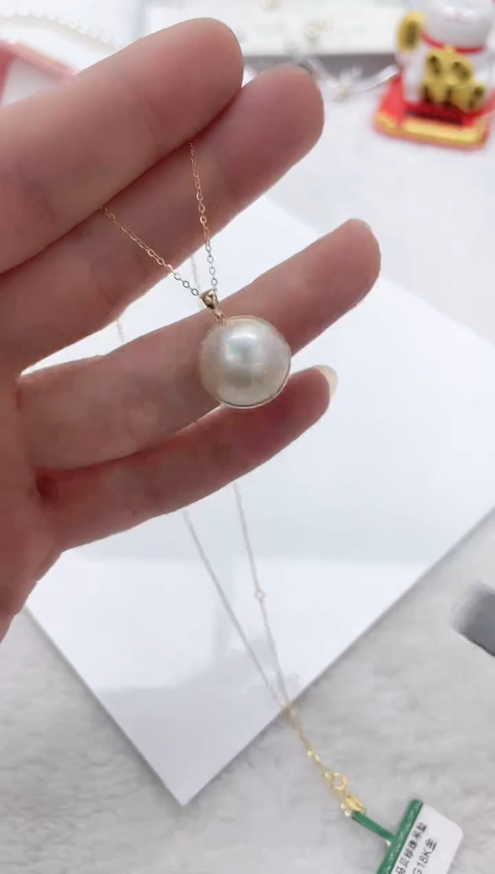 【闪购商品】拼合珍珠（马贝珠）吊坠18K金镶嵌海水马贝吊坠