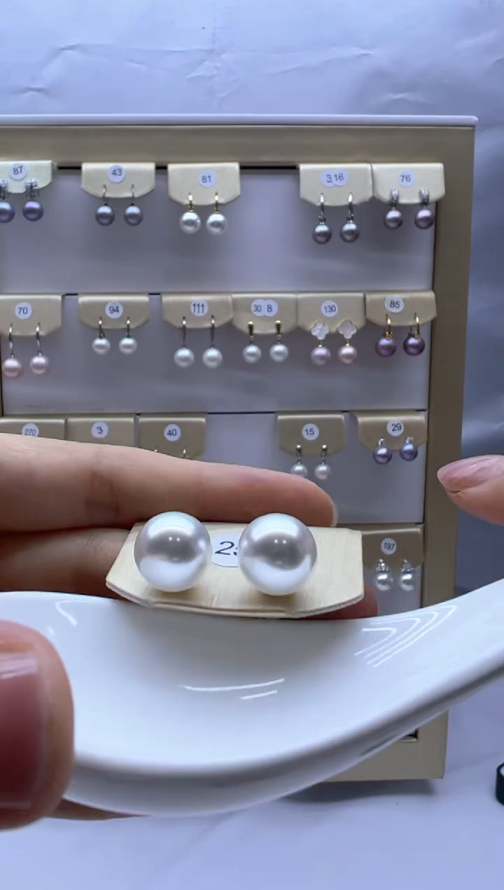 银S925镶嵌淡水珍珠耳饰25