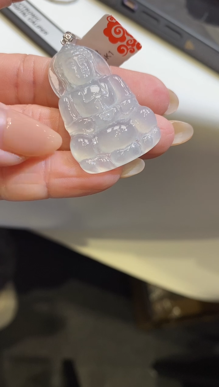 吊坠(不含链)18K金镶嵌翡翠豆*观音