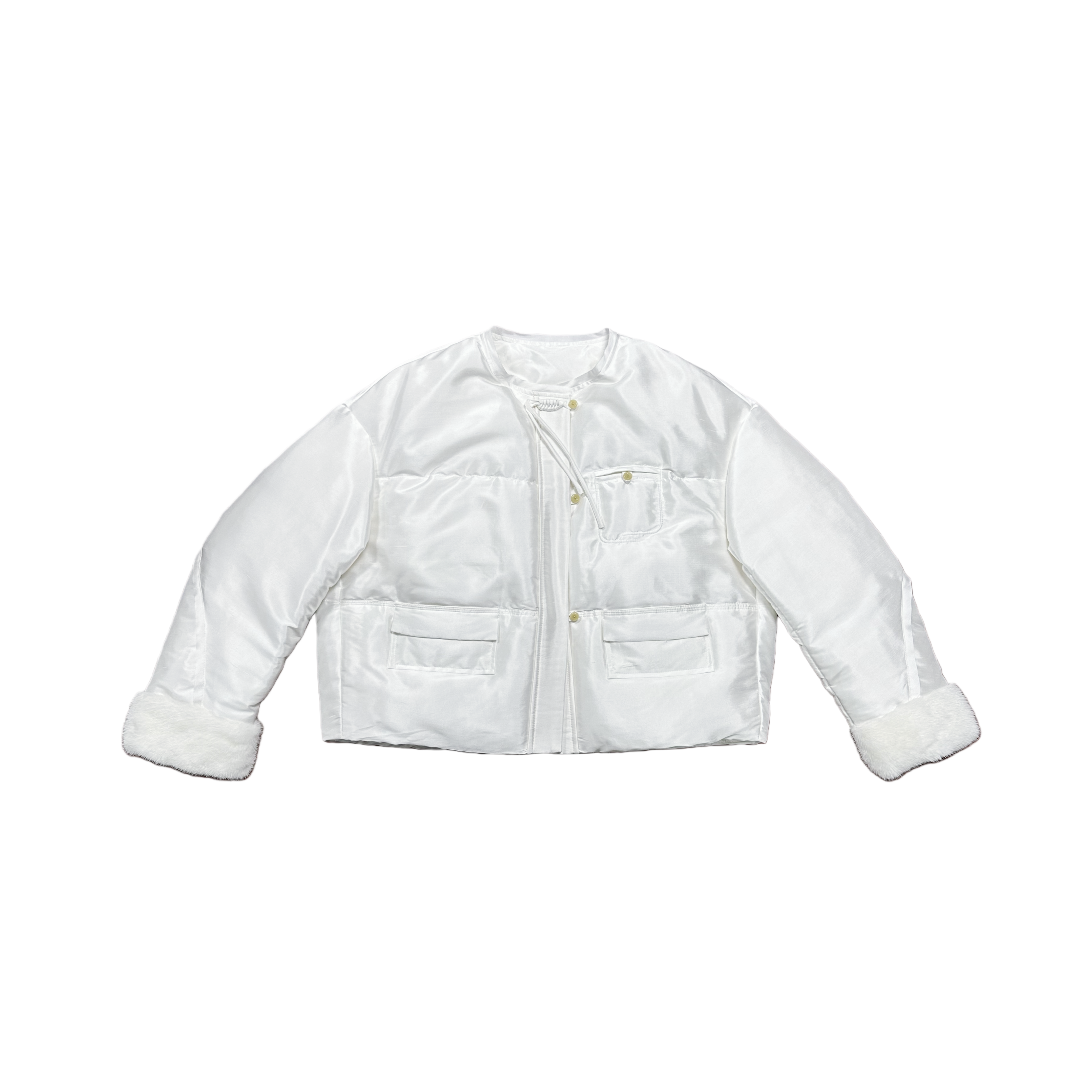 中国丝绸 双宫绸鹅绒服水貂袖 女士轻奢短款 保暖贵气 YSJY830