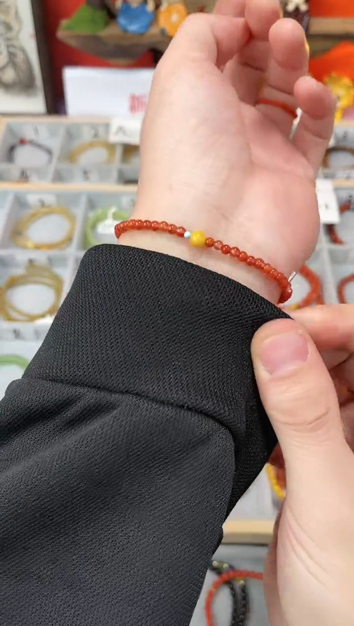 【闪购商品】南红玛瑙手串未镶嵌0.3南红单圈蜜蜡QF-A207