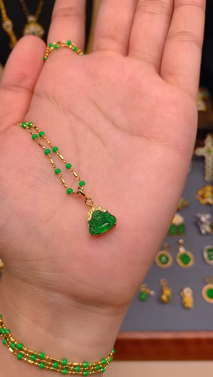 【闪购商品】翡翠吊坠(不含链)银S925镶嵌佛公万能扣