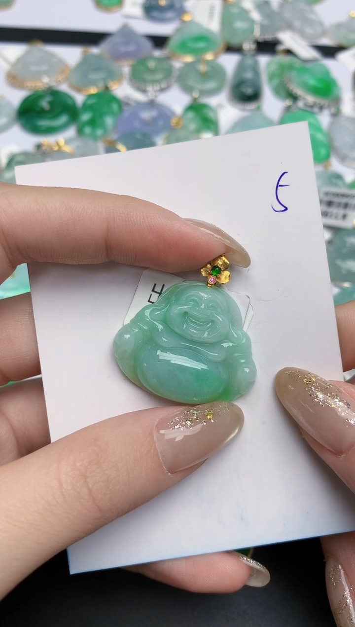 【闪购商品】翡翠颈饰18K金镶嵌 天然缅甸翡翠A货