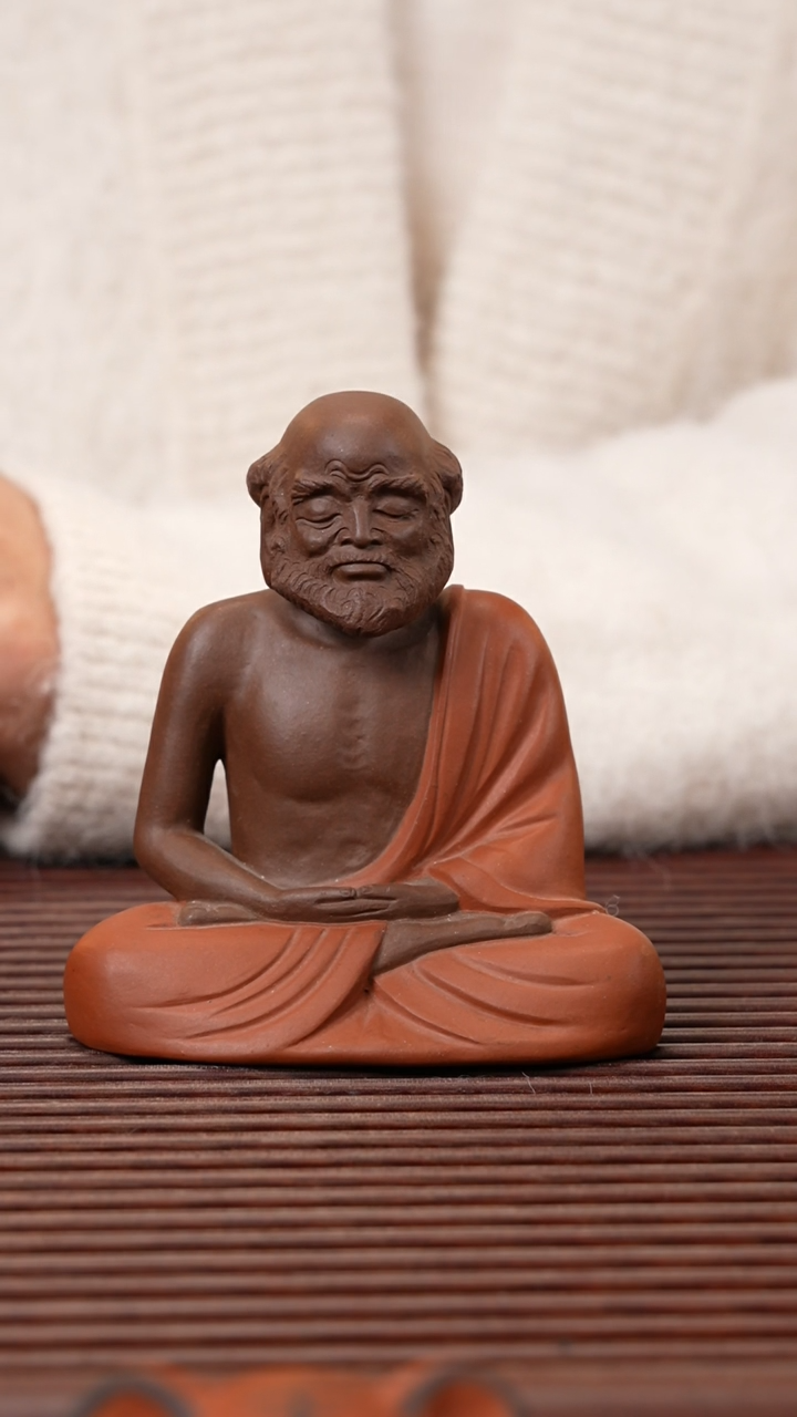 【闪购商品】紫砂茶宠打坐达摩