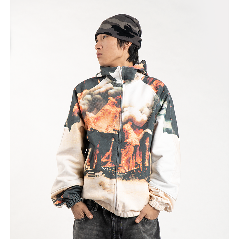 AVENUESON大道之子2024数码满印连帽帽衫拉链卫衣