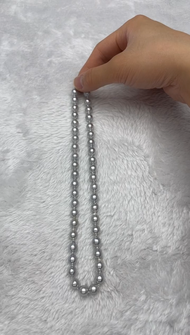 项链银S925镶嵌海水珍珠AK真多麻8-8.5mm