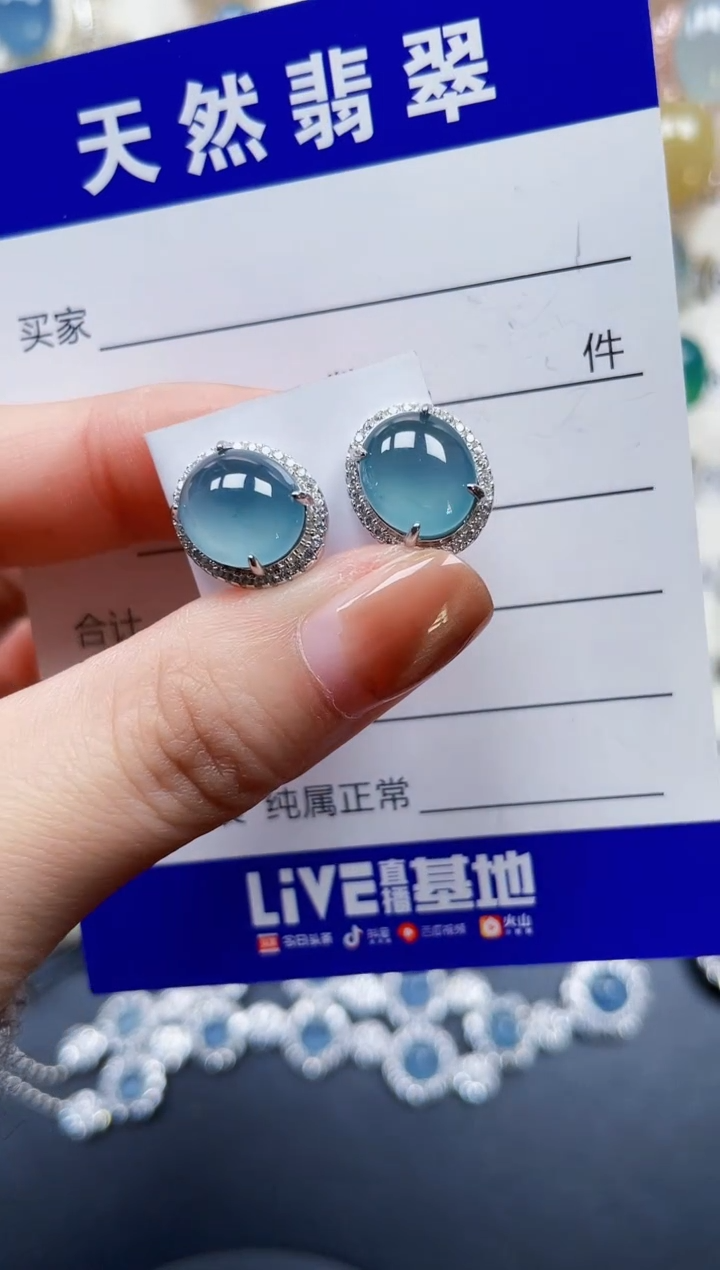 银S925镶嵌翡翠耳饰206
