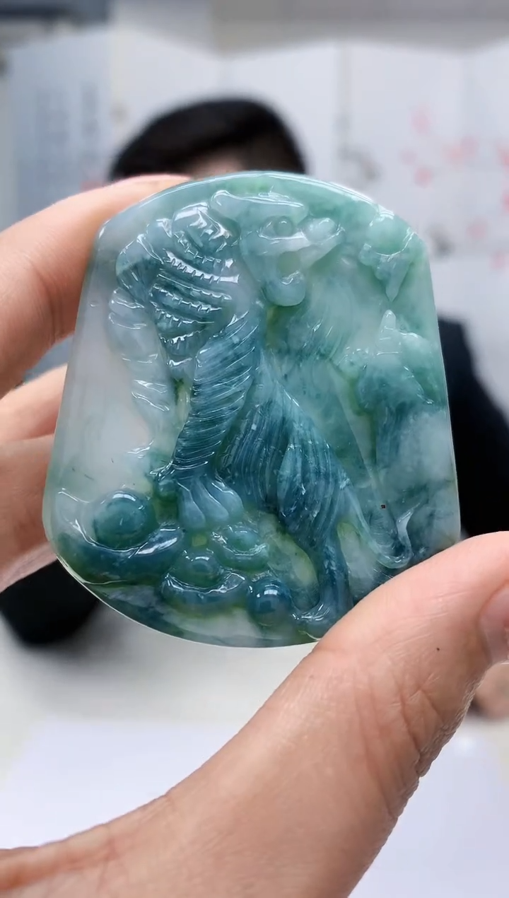 【闪购商品】定制翡翠未镶嵌5152MM-毛货挂件36