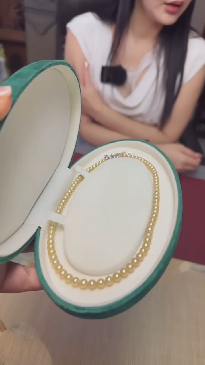 珐琅足银甄选好物I海水正圆稀有金珠项链
