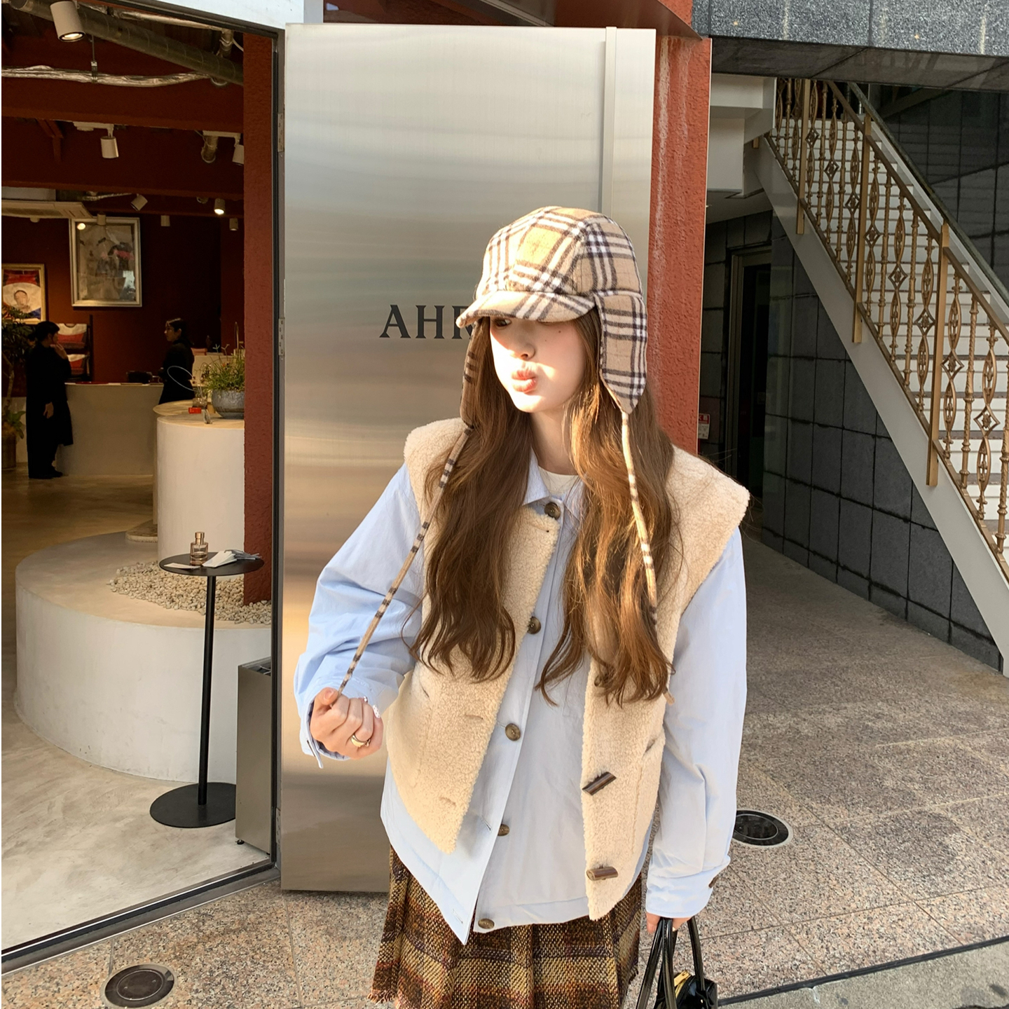 aaaaxbbb 原雾森林 马甲棉服外套牛角扣保暖上衣两件套冬