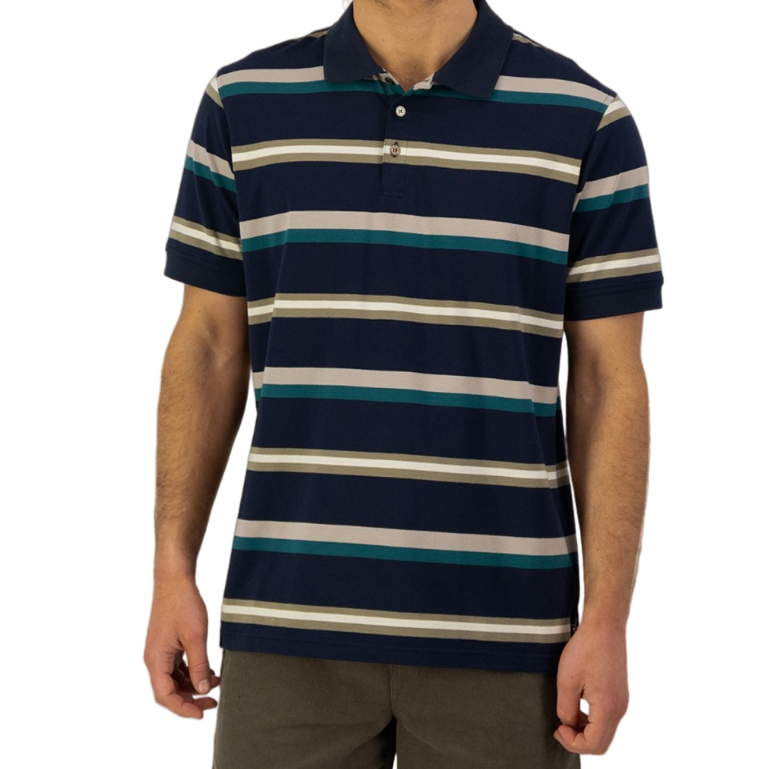 A81外贸YS美式复古条纹短袖polo衫夏季宽松半袖翻领大码运动T恤