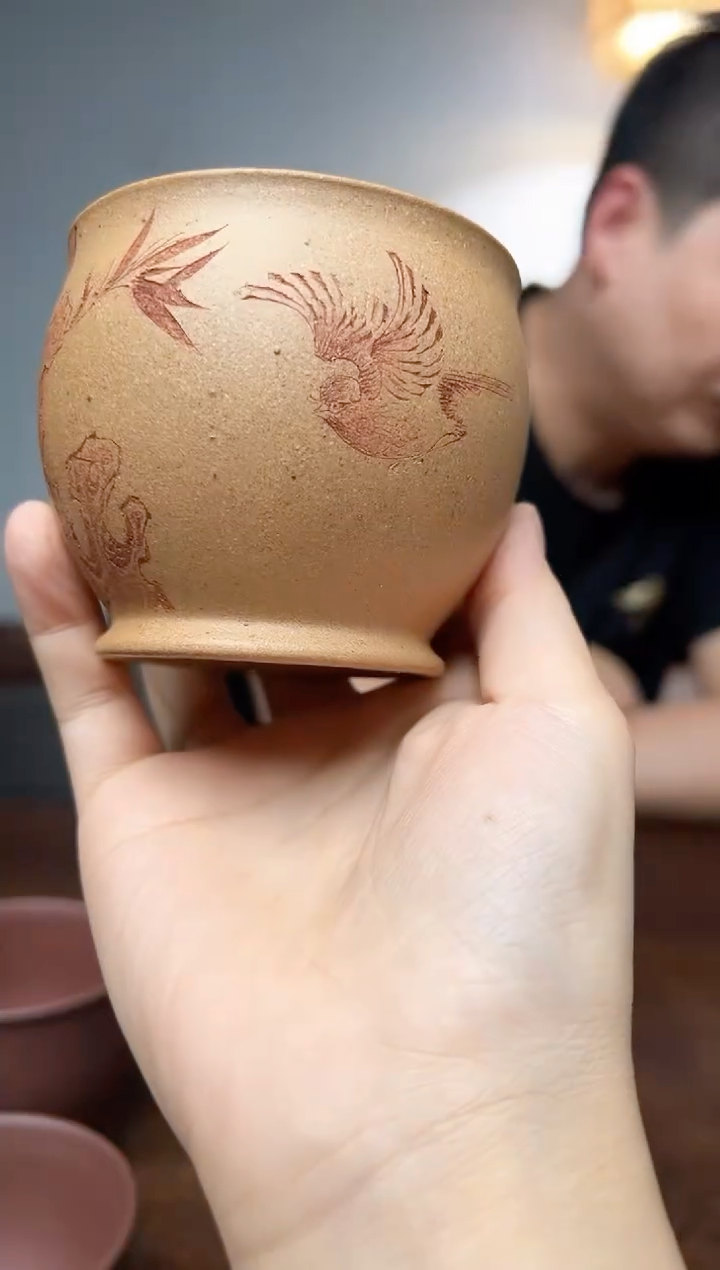 茶杯紫砂小鸟主人杯