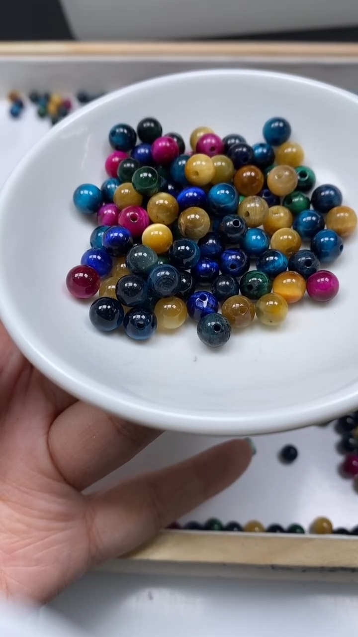 未镶嵌散珠硅化玉C922彩 虎眼6mm30个11.8元