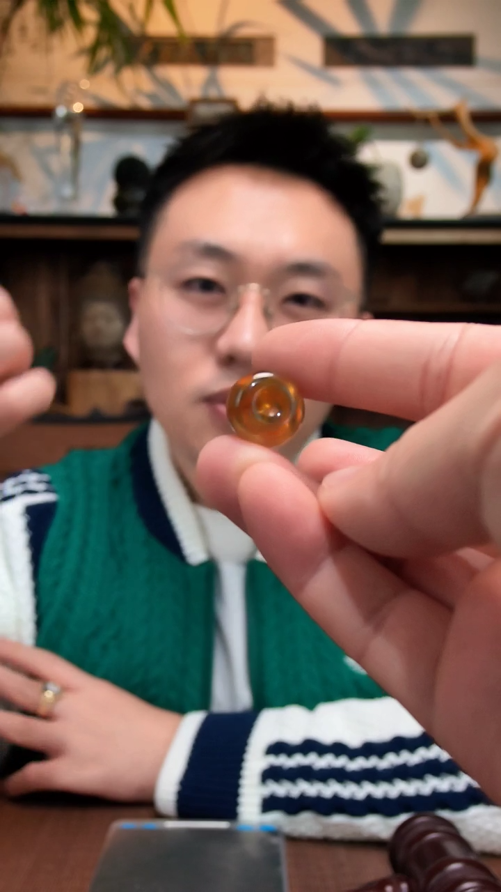 裸石琥珀未镶嵌琥珀平安扣ZD编绳