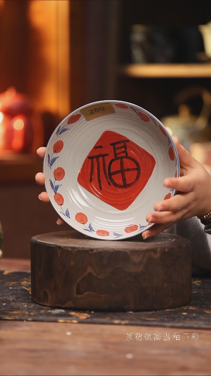 陶瓷景德镇高温釉下手绘陶瓷@L280@