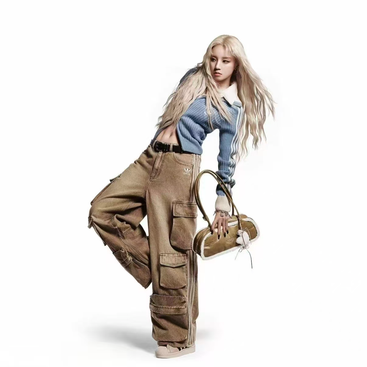 【滔搏联动】adidas阿迪达斯女子IH DENIM CARGO时尚休闲长裤KC5871