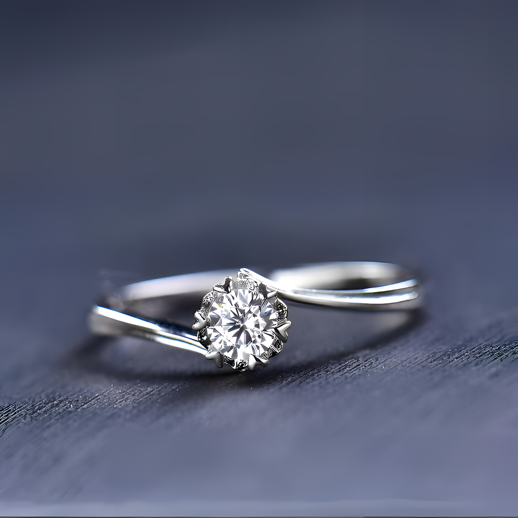 925银莫桑石戒指 【扭臂雪花】0.5-2克拉 莫桑首饰