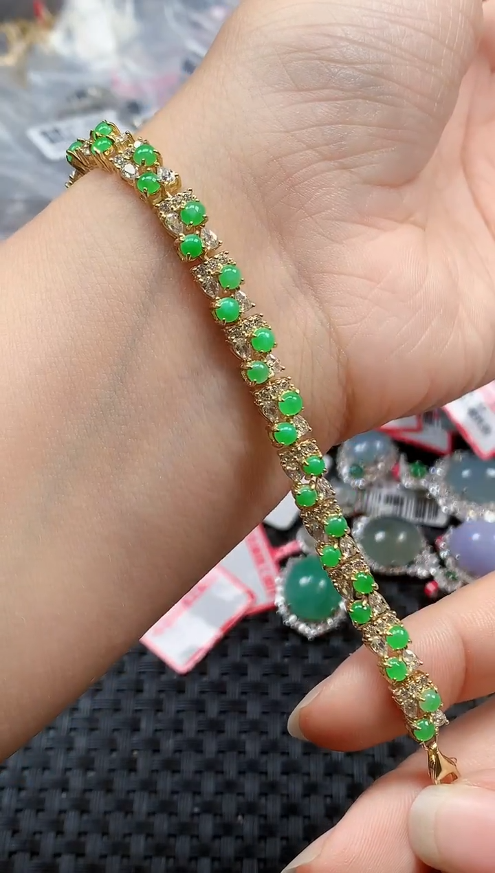 银S925镶嵌戒指翡翠天然A货缅甸翡翠