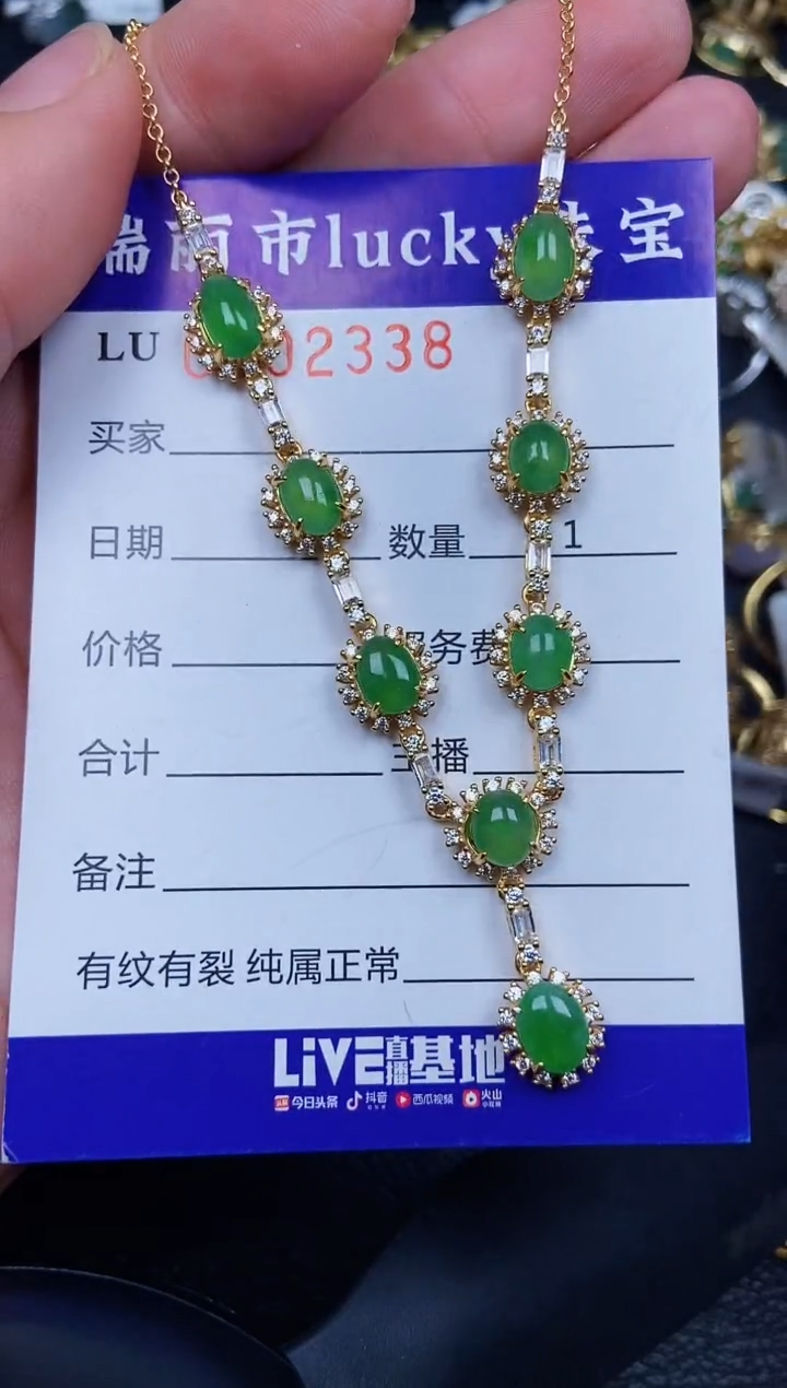 翡翠银S925镶嵌颈饰2338