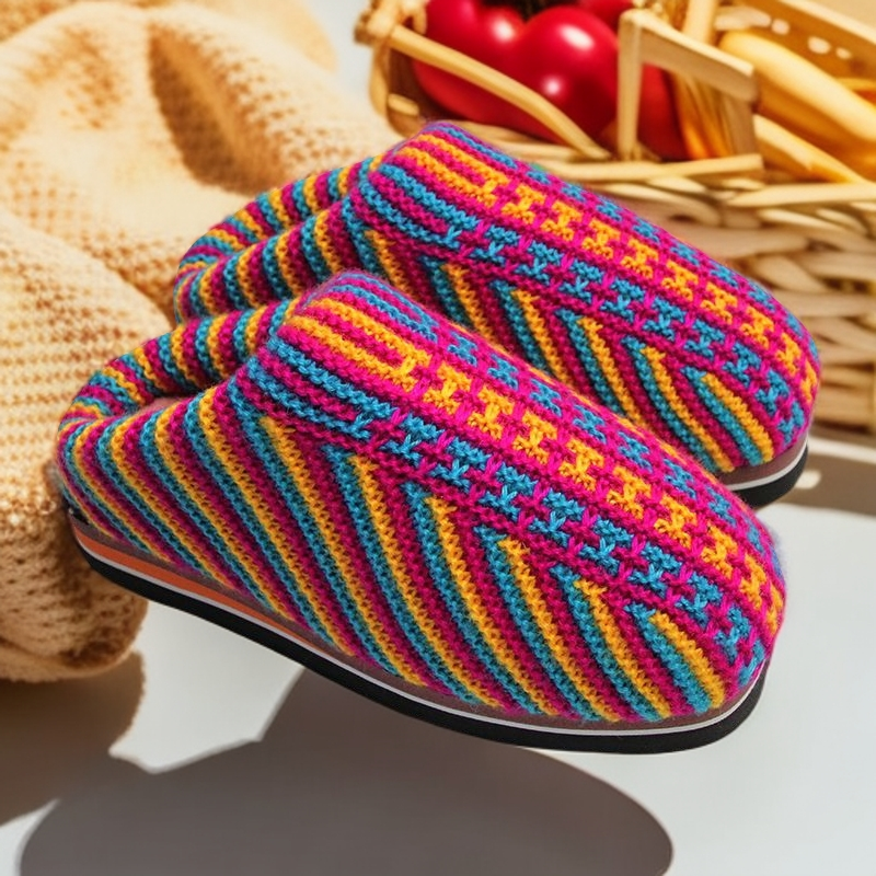 情侣加绒冬天编织毛线新款棉拖鞋厚底2025新款拖鞋室内拖鞋