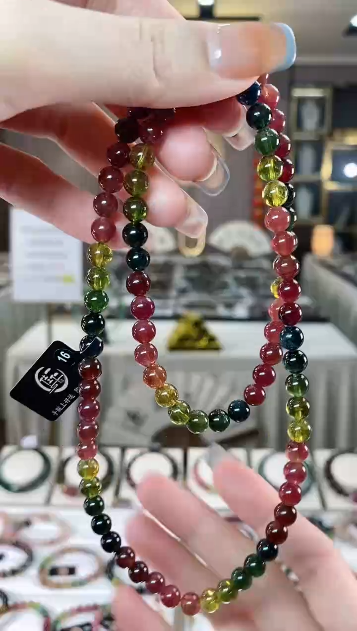 【闪购商品】碧玺三圈手串6mm+未镶嵌一物一证dan