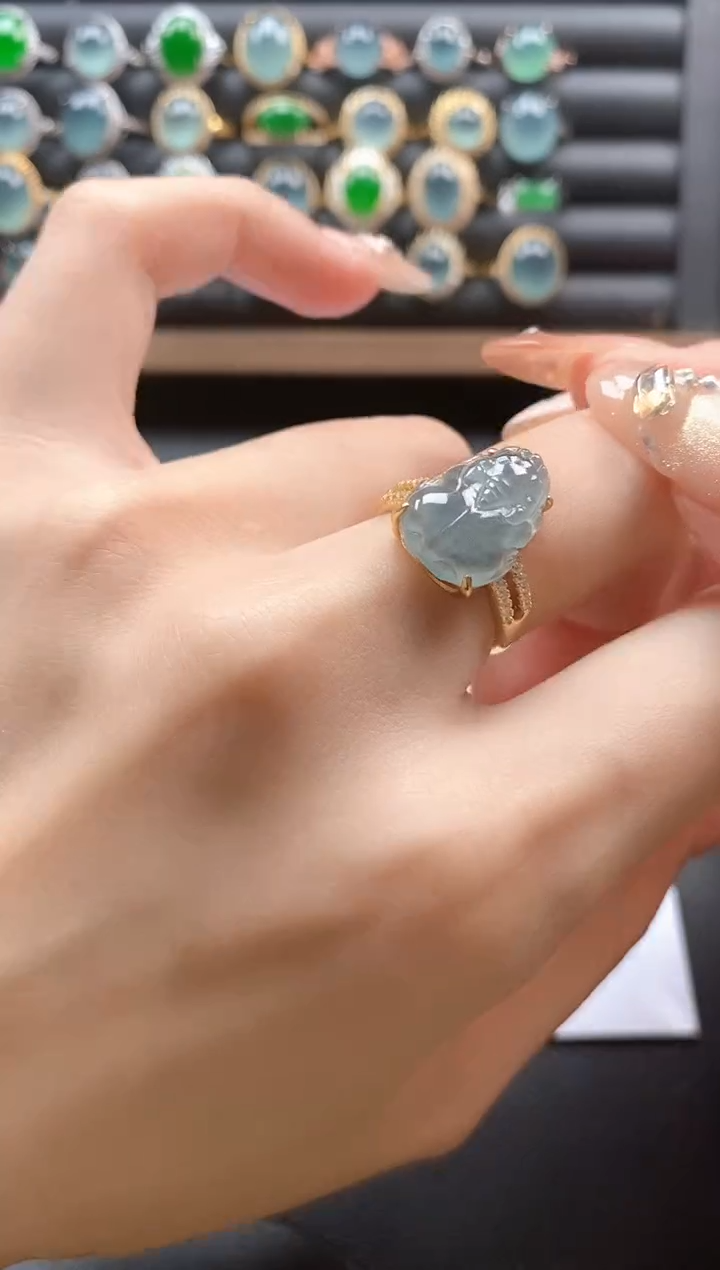 银S925镶嵌戒指翡翠51511