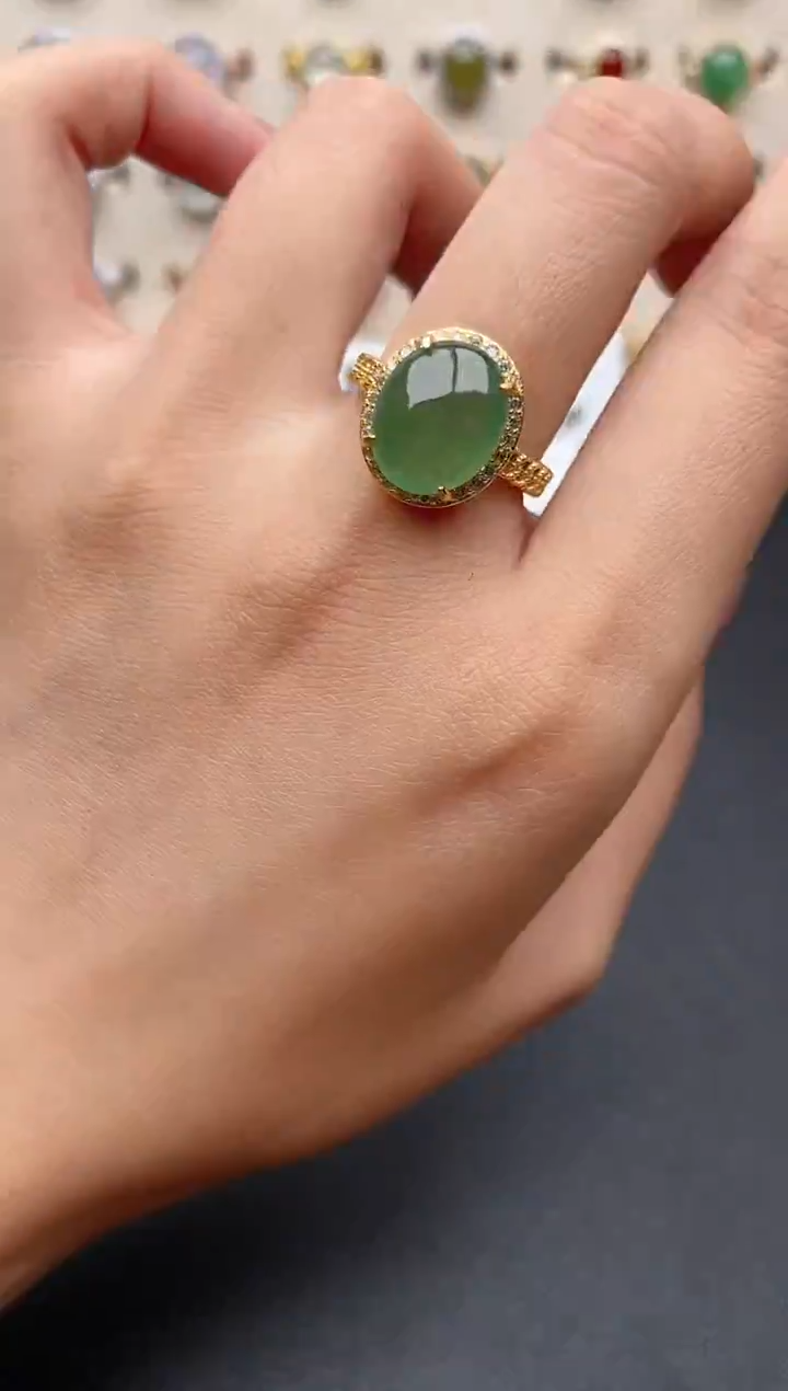 【闪购商品】翡翠戒指银S925镶嵌一物一证一礼盒