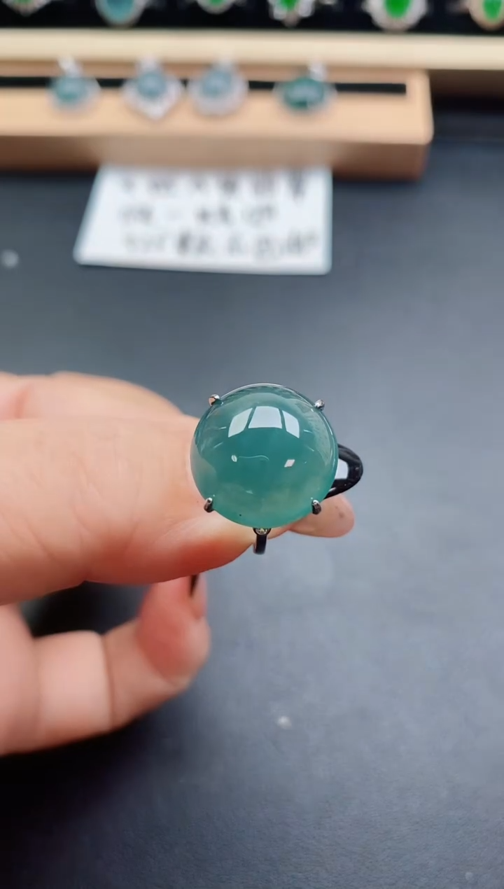 翡翠戒指银S925镶嵌50850