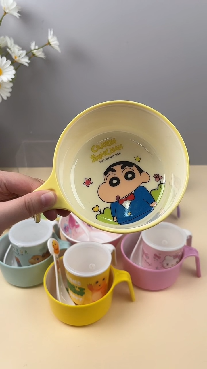 密胺蜡笔小新手柄碗