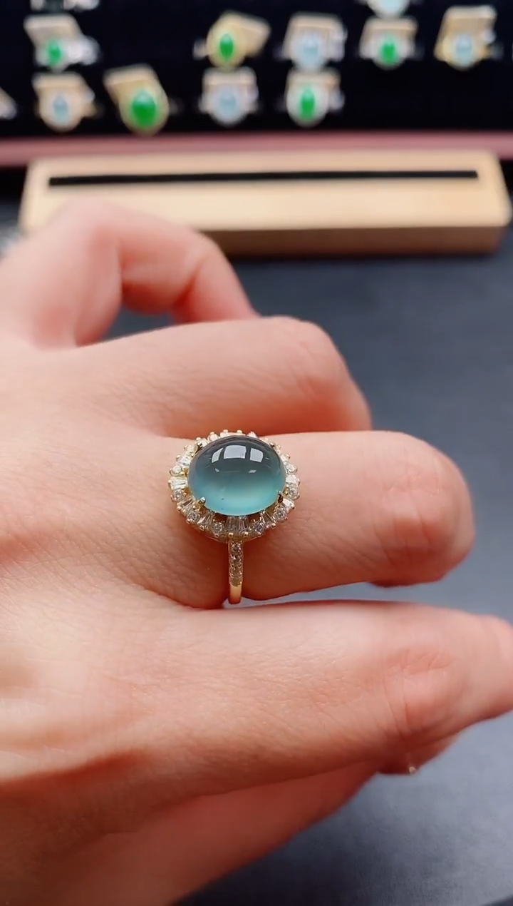 银S925镶嵌戒指翡翠1