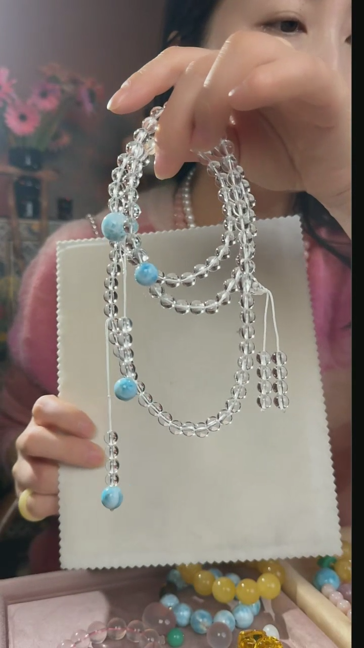 【闪购商品】水晶毛衣链未镶嵌天然白水晶108颗毛衣链