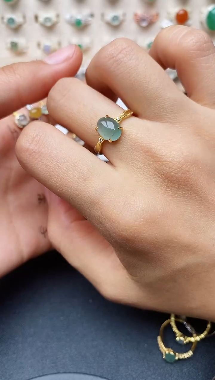 【闪购商品】翡翠戒指银S925镶嵌缅甸翡翠