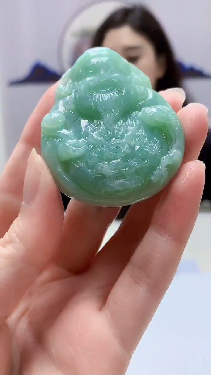 【闪购商品】定制翡翠未镶嵌4829zm-毛货挂件86财神