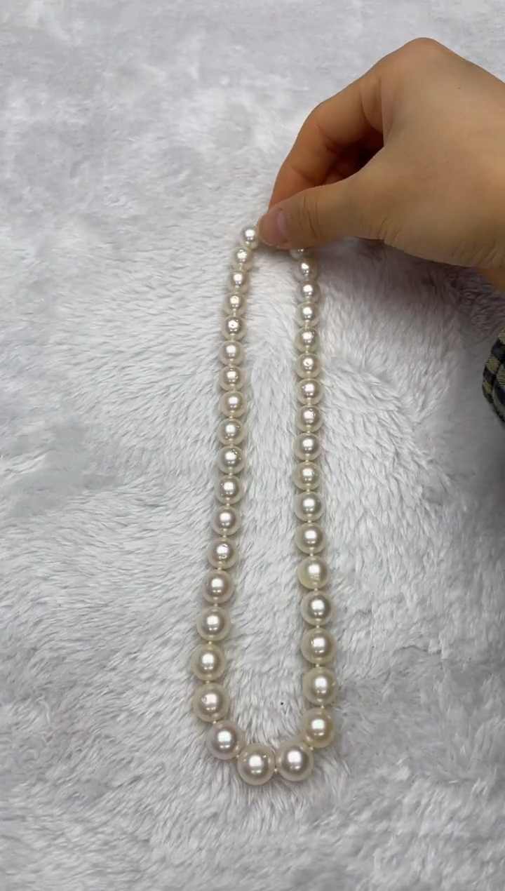 项链银S925镶嵌海水珍珠澳白10-13mm