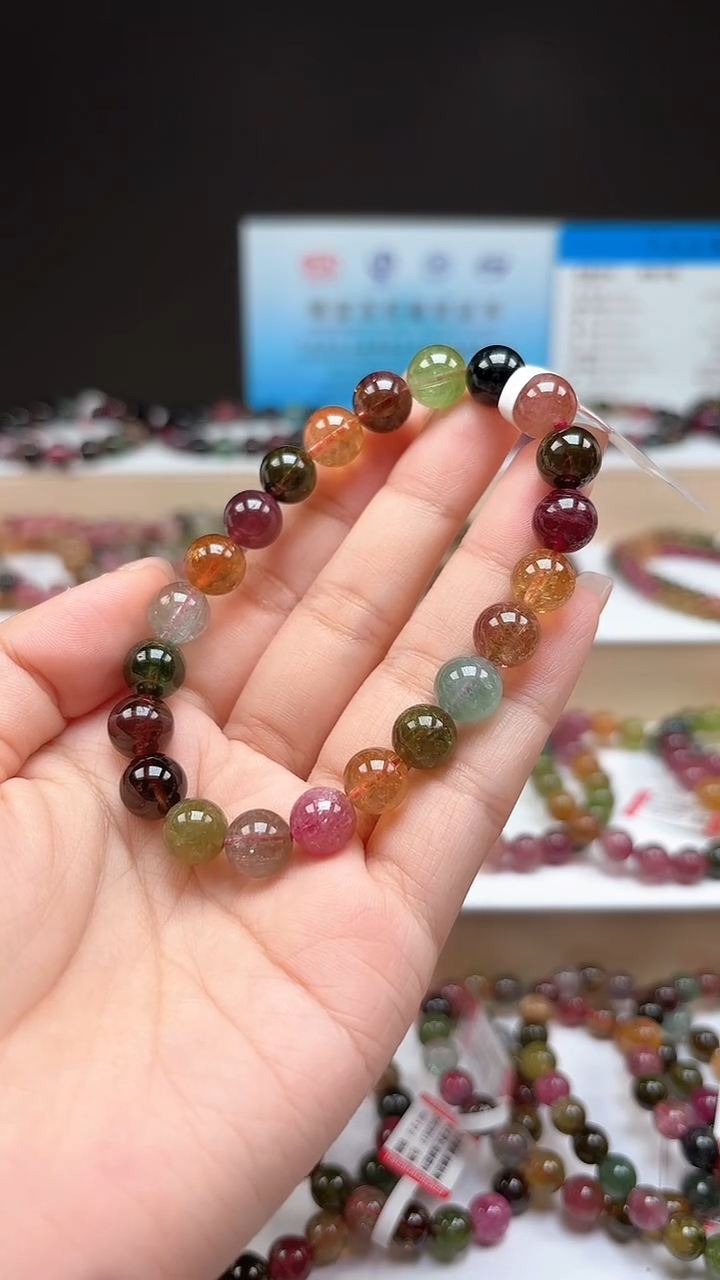 【闪购商品】碧玺手串未镶嵌9.1mm巴西老料玻璃体糖果色单圈手串