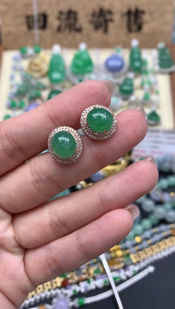 【闪购商品】翡翠耳饰18K金镶嵌294-中国好珍宝
