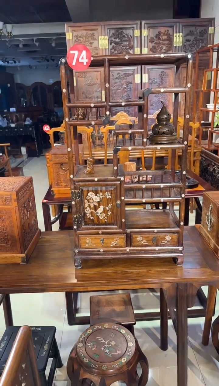 【闪购商品】木木艺缅花镶嵌博古架1980.8888