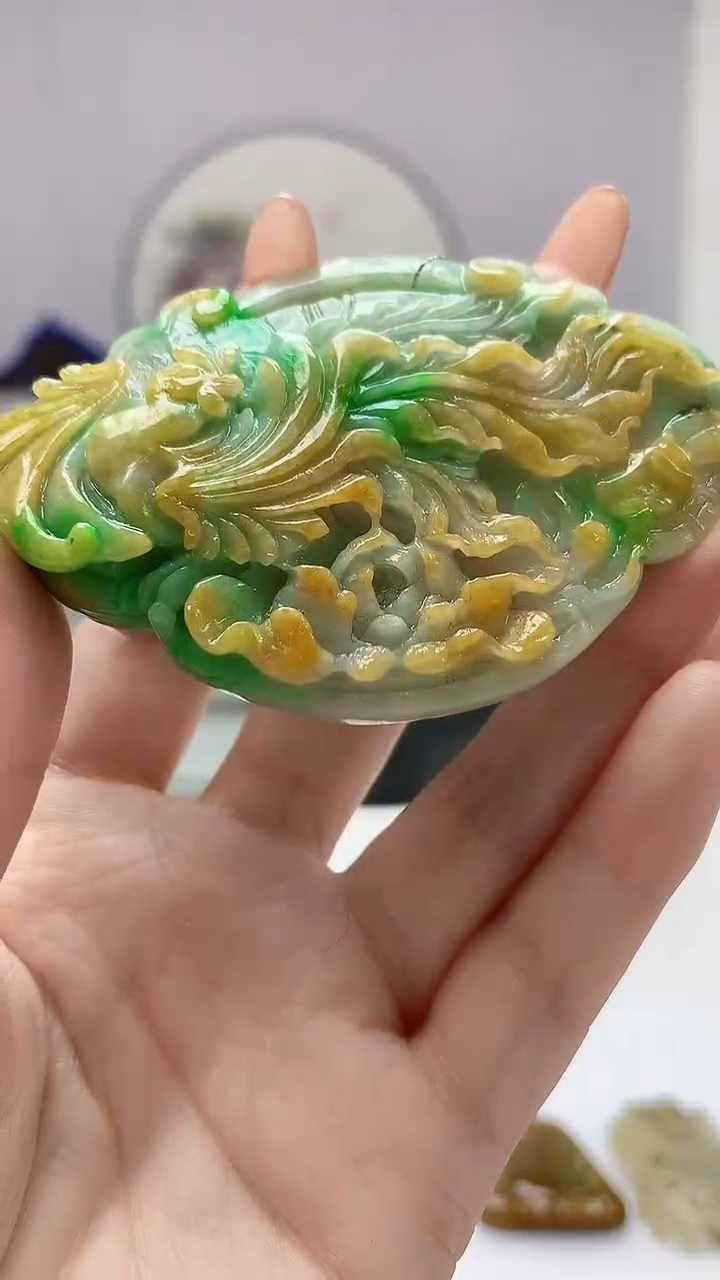 【闪购商品】定制翡翠未镶嵌4829DD-毛货挂件凤凰26