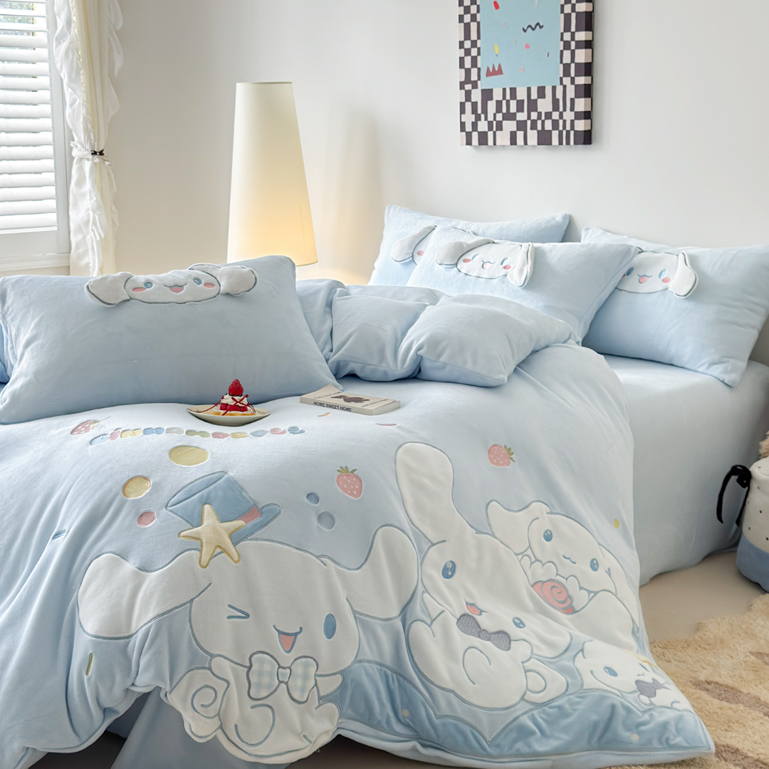 快乐巴拉 牛奶绒小尺寸毛绒被套亲子幼儿园小朋友可爱加厚毛绒加