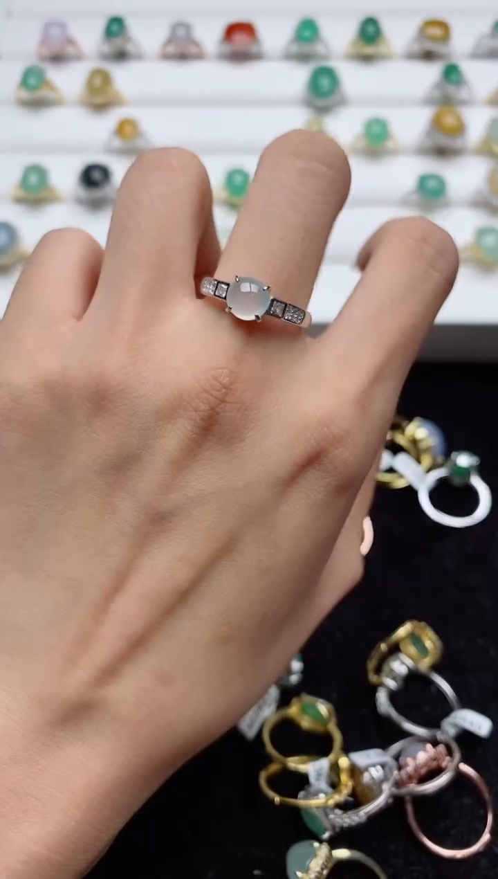 翡翠戒指银S925镶嵌.