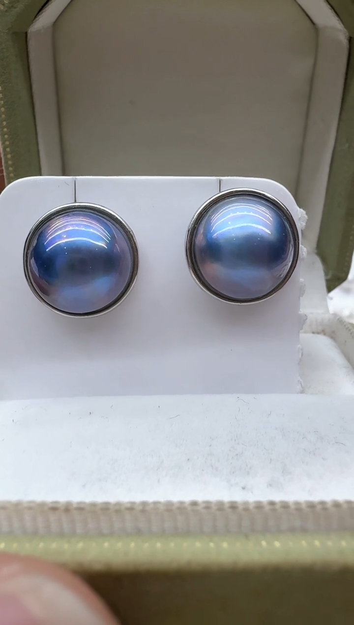 【闪购商品】拼合珍珠（马贝珠）耳饰银S925镶嵌清货