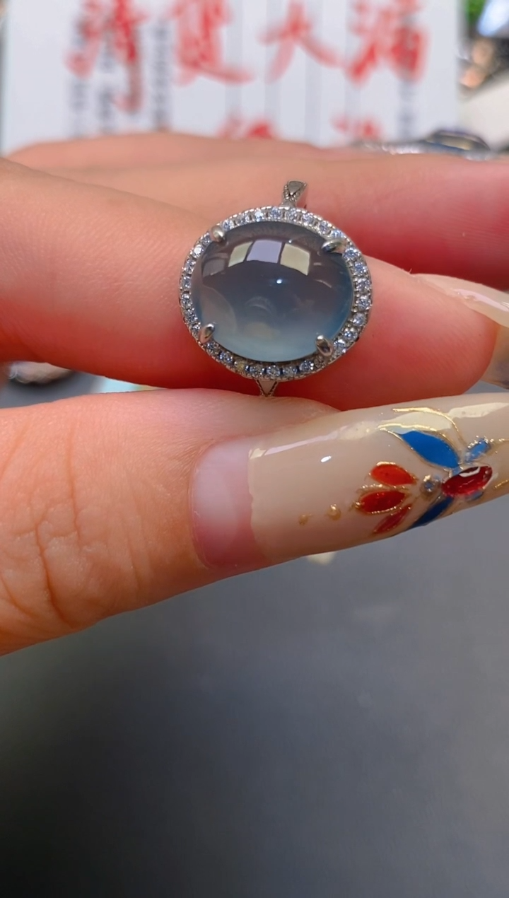 【闪购商品】翡翠耳饰银S925镶嵌天然A货翡翠1