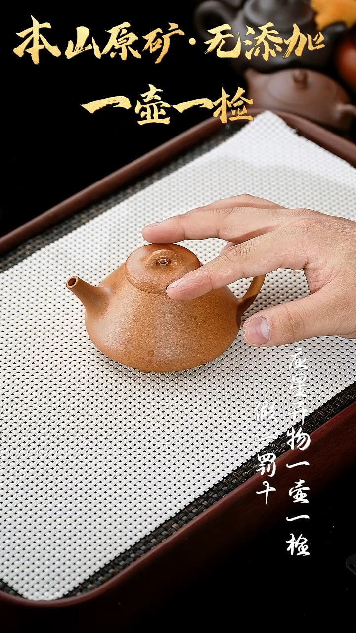 【闪购商品】紫砂茶壶01老宕口黄金段 子冶石瓢 200cc