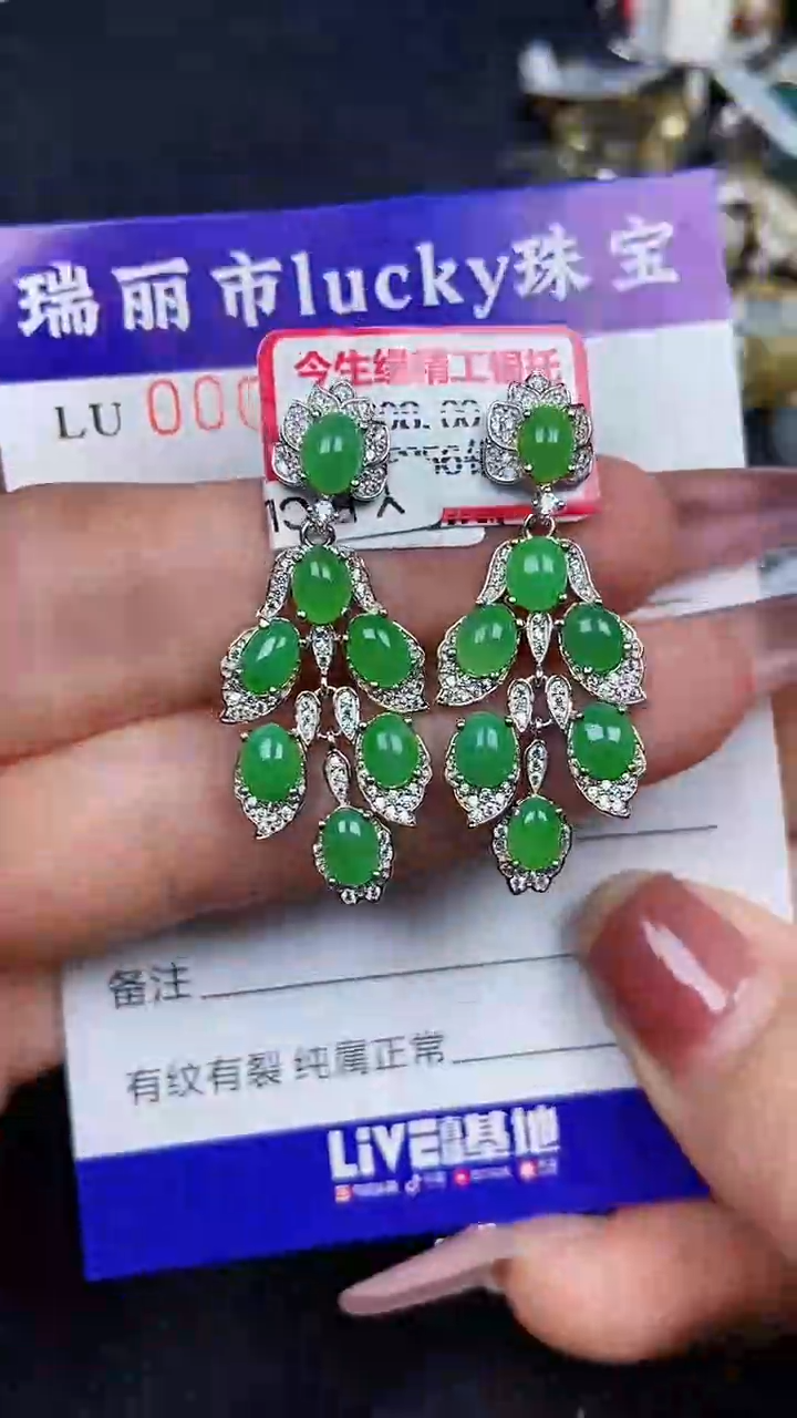 颈饰银S925镶嵌翡翠小*8435