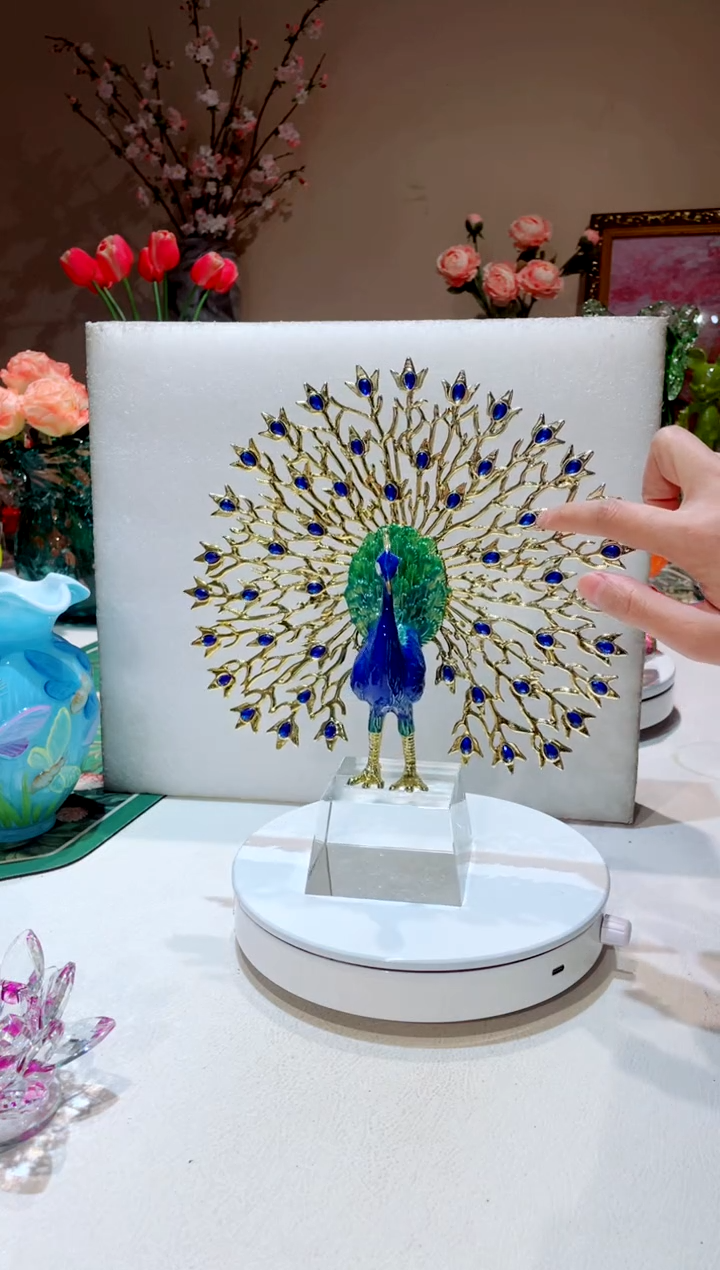 【闪购商品】琉璃手工艺品孔雀摆件