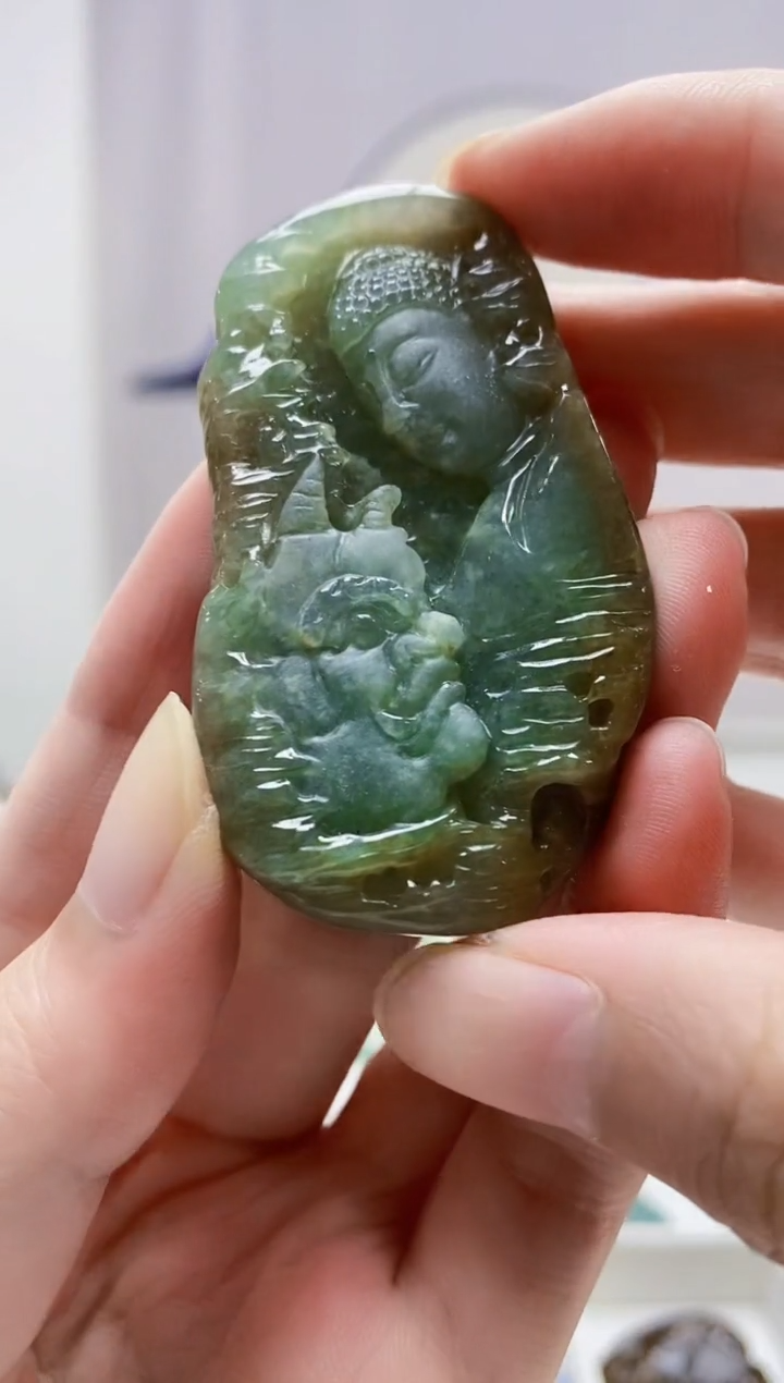 定制翡翠未镶嵌4917zm-毛货挂件59佛魔一念