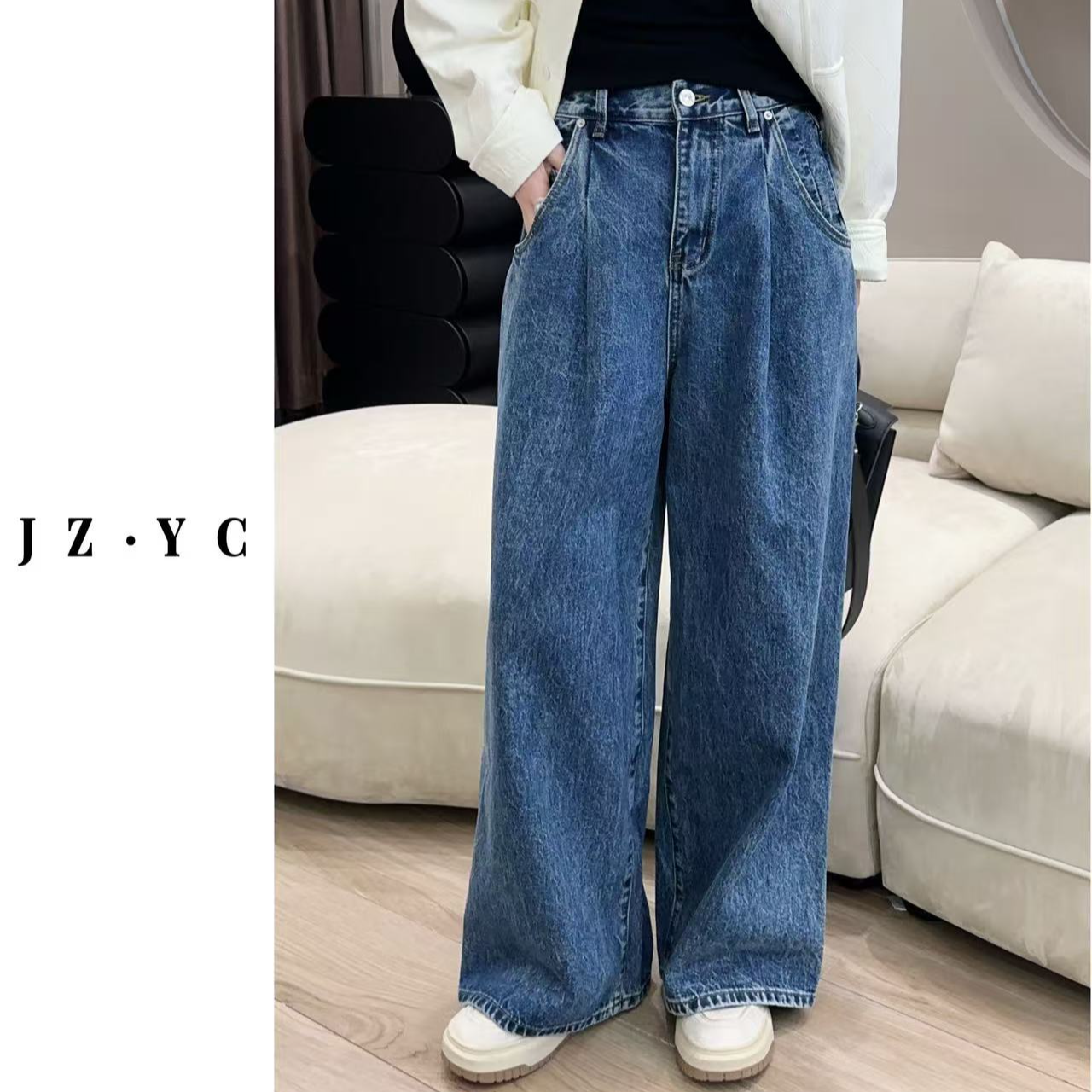 【洁子推荐 】2025春季新款251138欧版中腰直筒牛仔裤JZYC