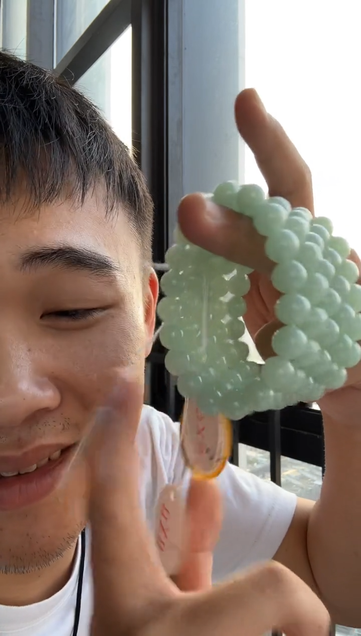 颈饰未镶嵌翡翠M**王天然翡翠A货冰果绿孤品手串 多样性一件